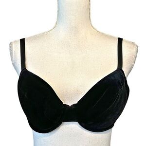 VINTAGE VICTORIA’S SECRET GOLD LABEL BLACK VELVET PUSH UP BRA SZ 36C